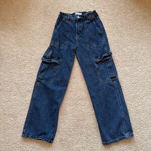 Wax Jeans Women’s Dark Blue Cargo Straight Jeans